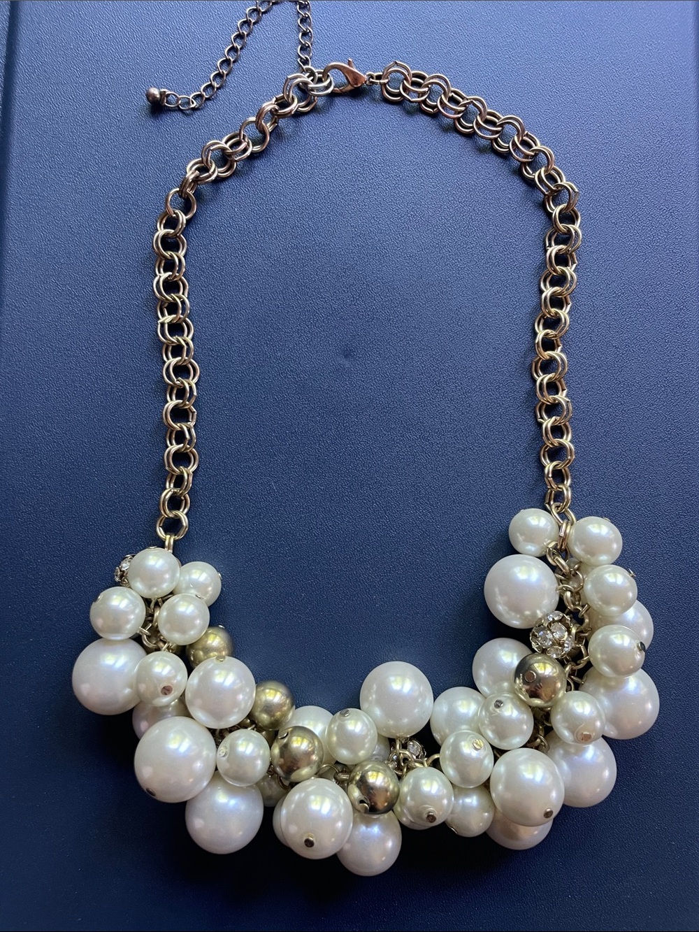 Gold Chain Pearl Cluster Necklace - Women Jewelry